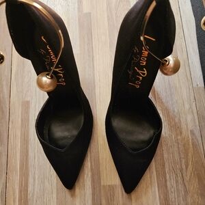 Black silk heels Size 7